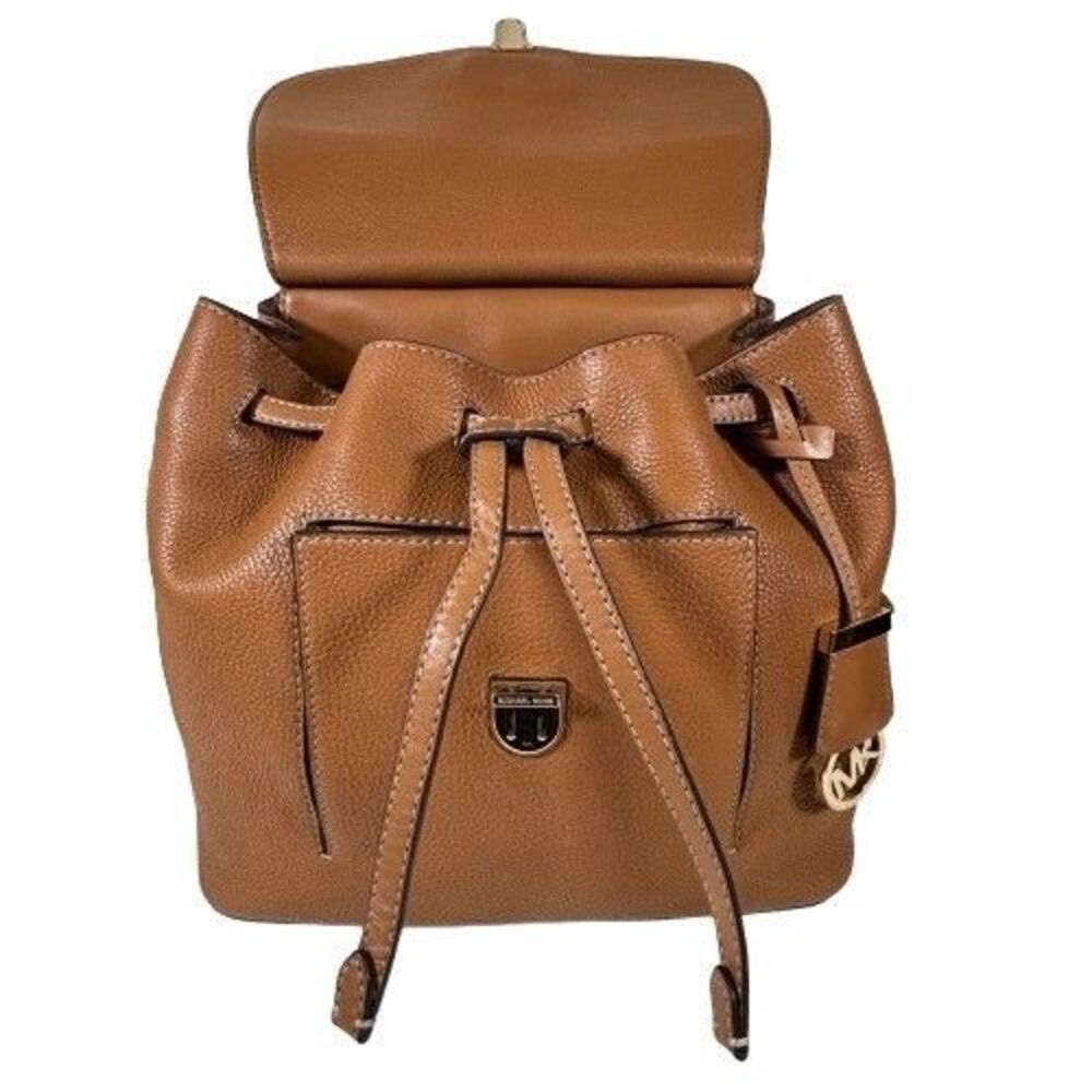 Michael Kors Romy Acorn Brown Pebbled Leather Medium Backpack Handbag - Picture 7 of 16